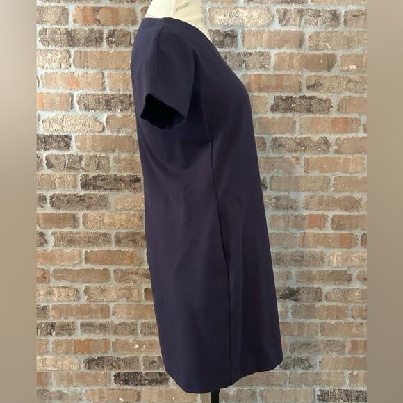 Theory classic navy blue short sleeve jatinn dress short w/ pockets size medium - Picture 4 of 9
